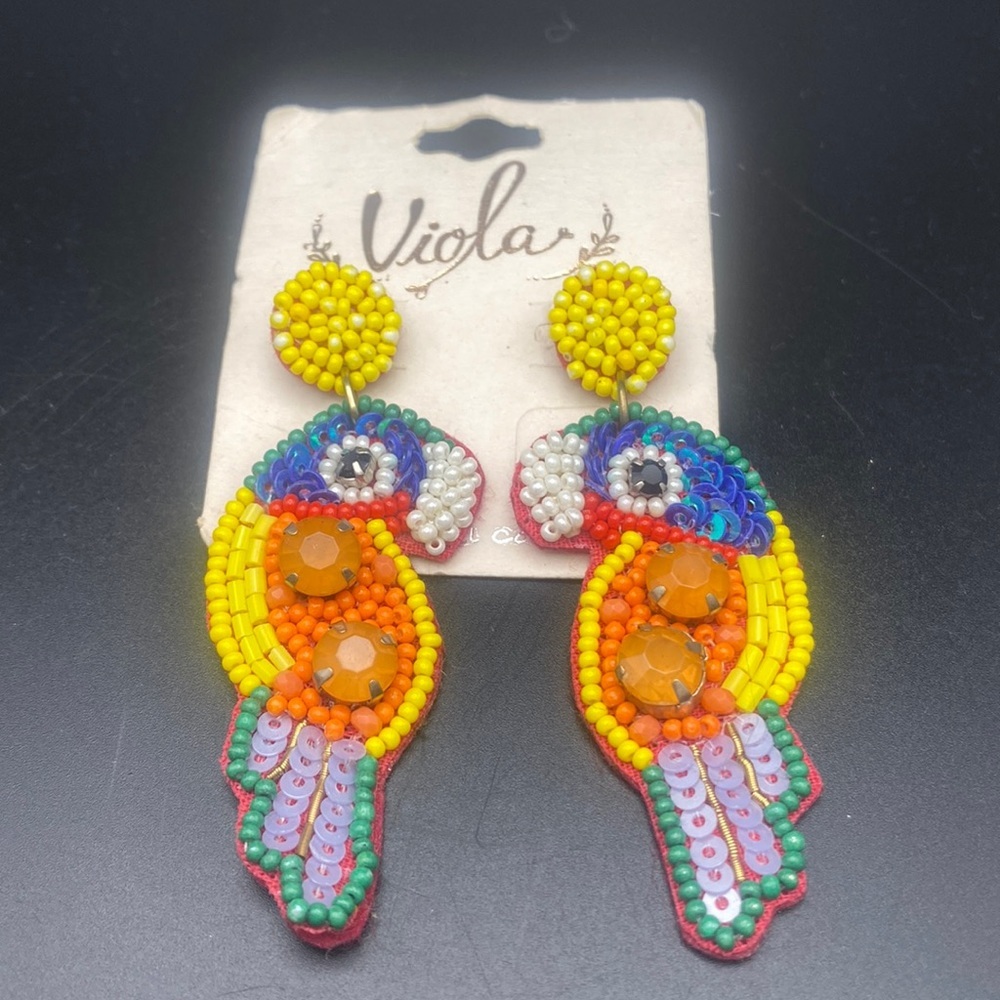 New Viola Parrot Earrings.